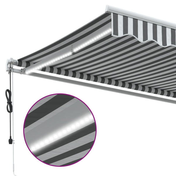 Automatische LED Markise Anthrazit & Weiß 500x350 cm