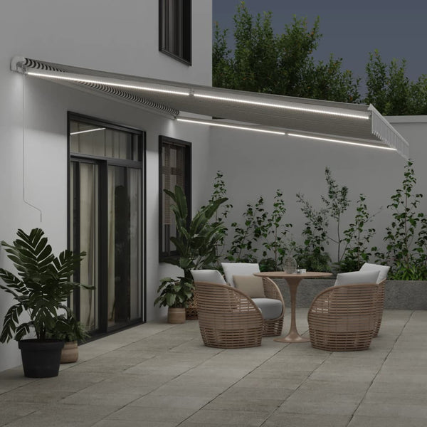 Manuelle LED Markise, Anthrazit & Weiß, 600x350 cm