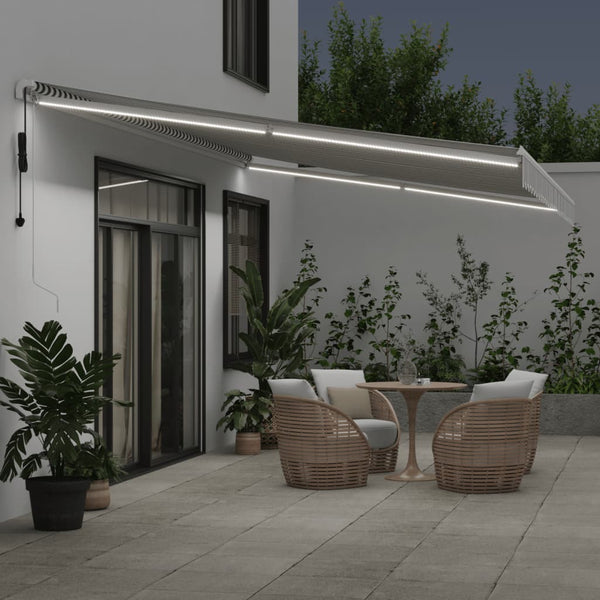vidaXL Auvent automatique avec LED Anthracite et blanc 600x350 cm