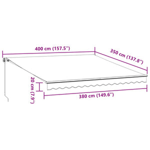Manuelle LED Markise Anthrazit & Weiß 400x350 cm