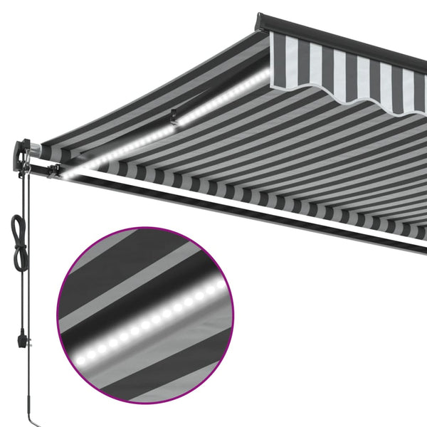 Automatische LED Markise, Anthrazit & Weiß, 400x350 cm