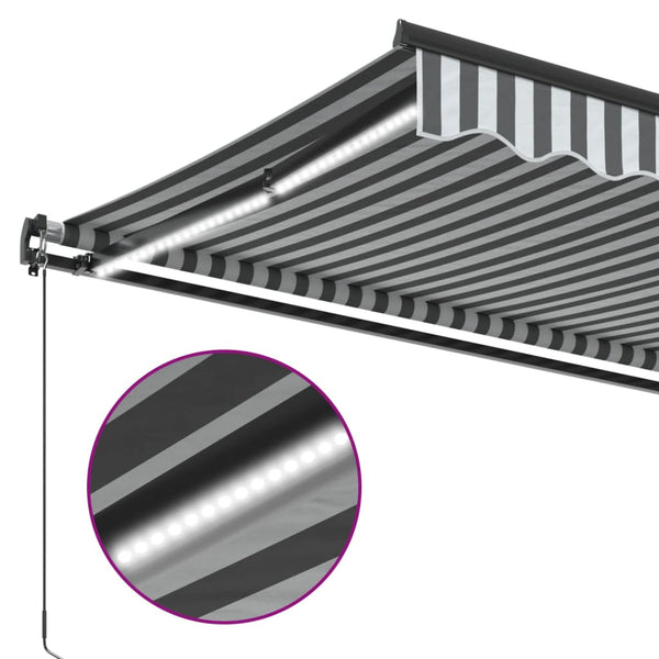 Manuelle LED Markise, 450x350 cm, Anthrazit & Weiß