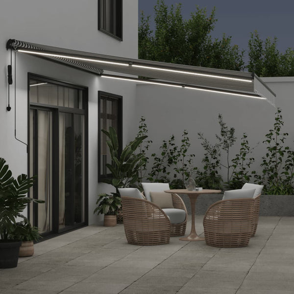 vidaXL Auvent automatique avec LED anthracite et blanc 450x350 cm