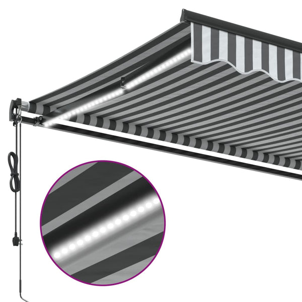 vidaXL Auvent automatique avec LED anthracite et blanc 450x350 cm