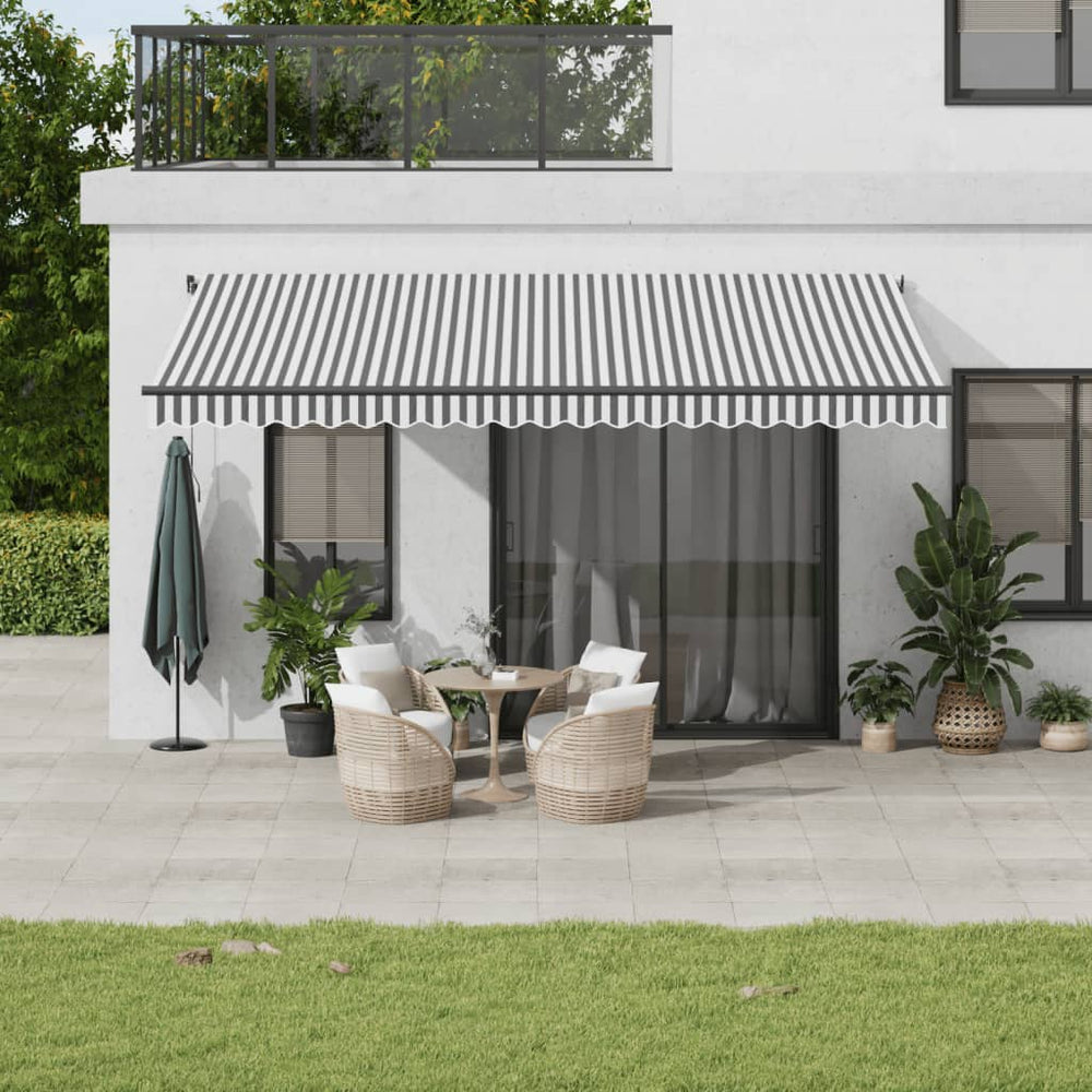vidaXL Store banne manuel à LED Anthracite et blanc 500x350 cm