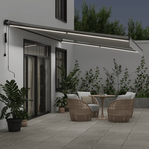 vidaXL Auvent banne motorisé avec LED Anthracite et blanc 600x350 cm