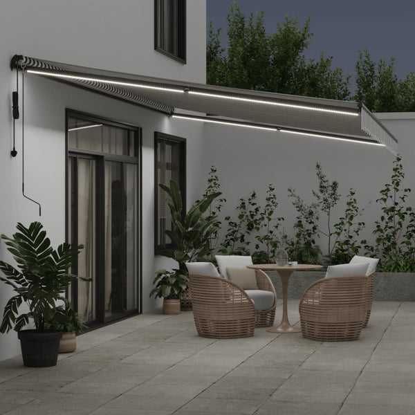 vidaXL Auvent banne motorisé avec LED Anthracite et blanc 600x350 cm