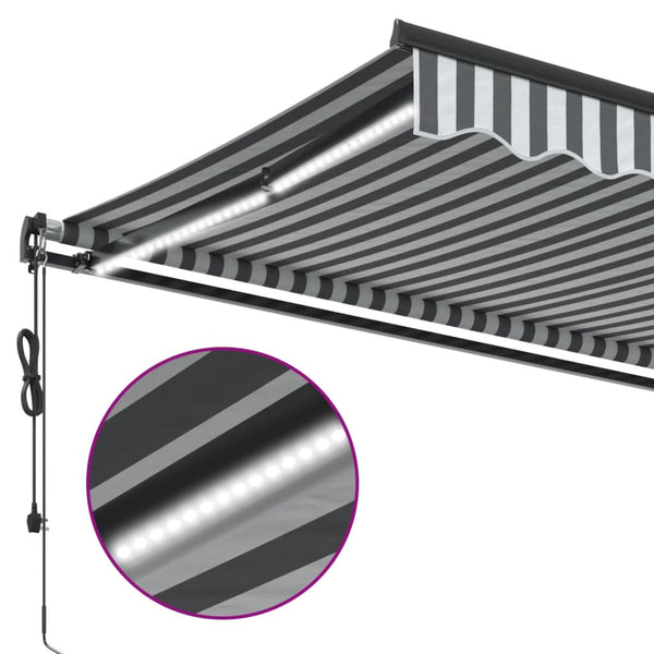 vidaXL Auvent banne motorisé avec LED Anthracite et blanc 600x350 cm