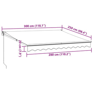 Einziehbare Markise Anthrazit & Weiß 3x2,5m