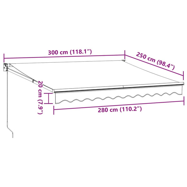 Einziehbare Markise Anthrazit & Weiß 3x2,5m