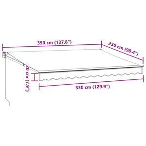 vidaXL Auvent rétractable Anthracite et blanc 3,5x2,5 m Tissu et aluminium