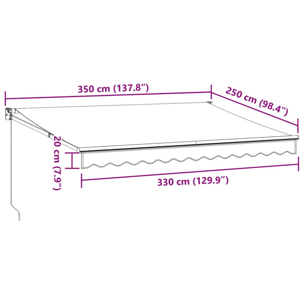 vidaXL Auvent rétractable Anthracite et blanc 3,5x2,5 m Tissu et aluminium