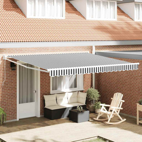vidaXL Store banne rétractable anthracite et blanc 4x3 m Tissu et aluminium