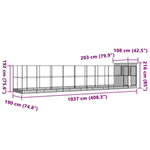 vidaXL Grande volière avec extension Argentée 1037x203x216 cm Acier