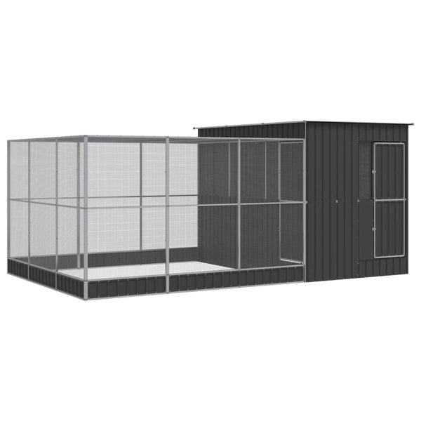 vidaXL Volière avec extension Argentée 497x303x216 cm Acier