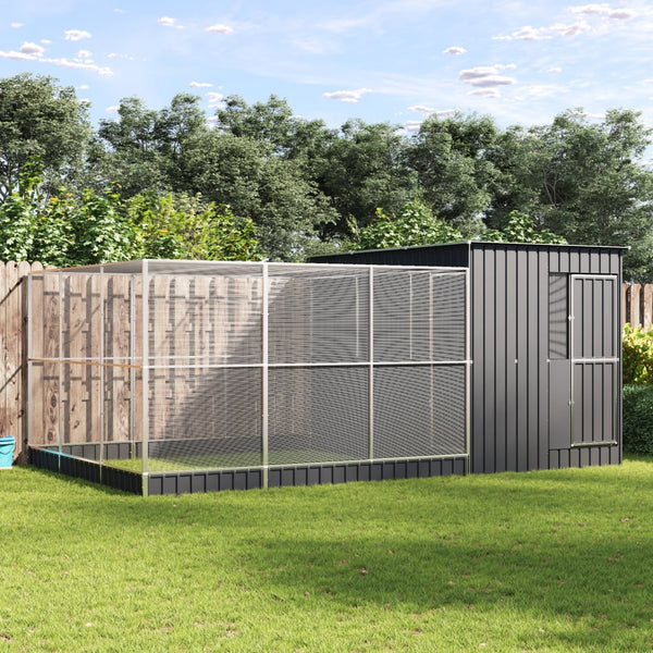 vidaXL Volière avec extension Argentée 497x303x216 cm Acier