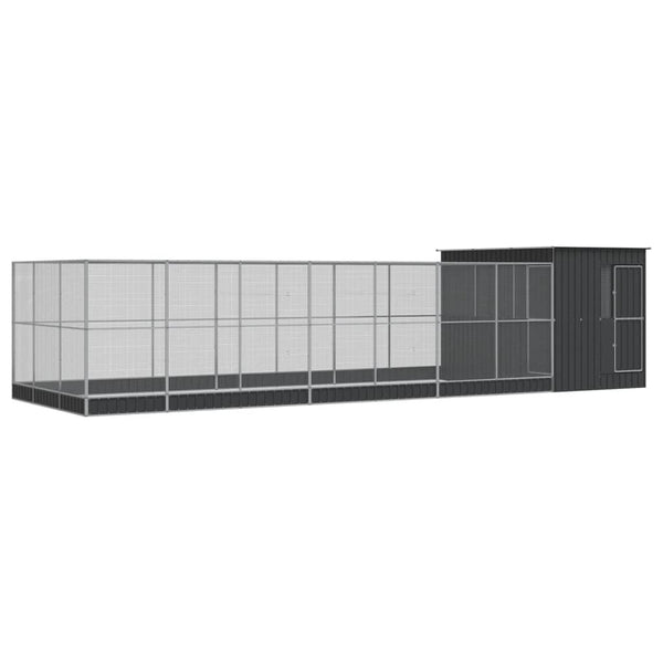 vidaXL Volière avec extension Argent 911x303x216 cm Acier