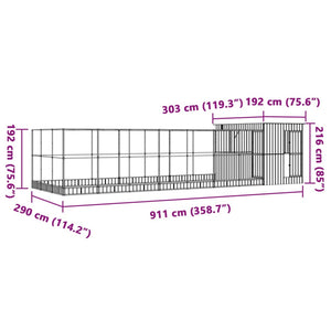 vidaXL Volière avec extension Argent 911x303x216 cm Acier