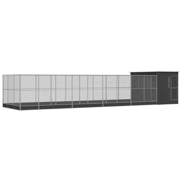 vidaXL Volière avec extension Argentée 1118x303x216 cm Acier
