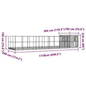 vidaXL Volière avec extension Argentée 1118x303x216 cm Acier