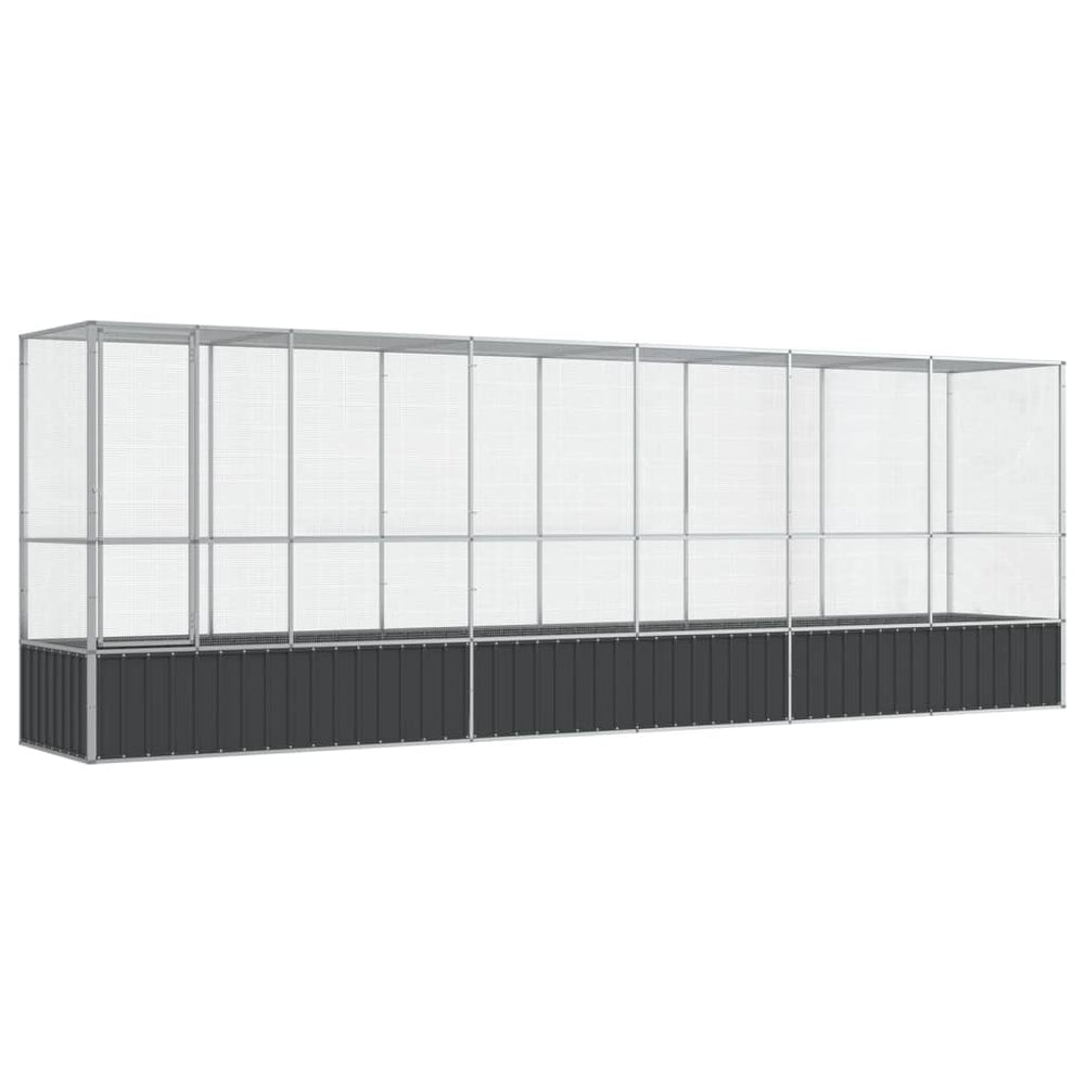 Voliere mit Erweiterung, Stahl, Silber