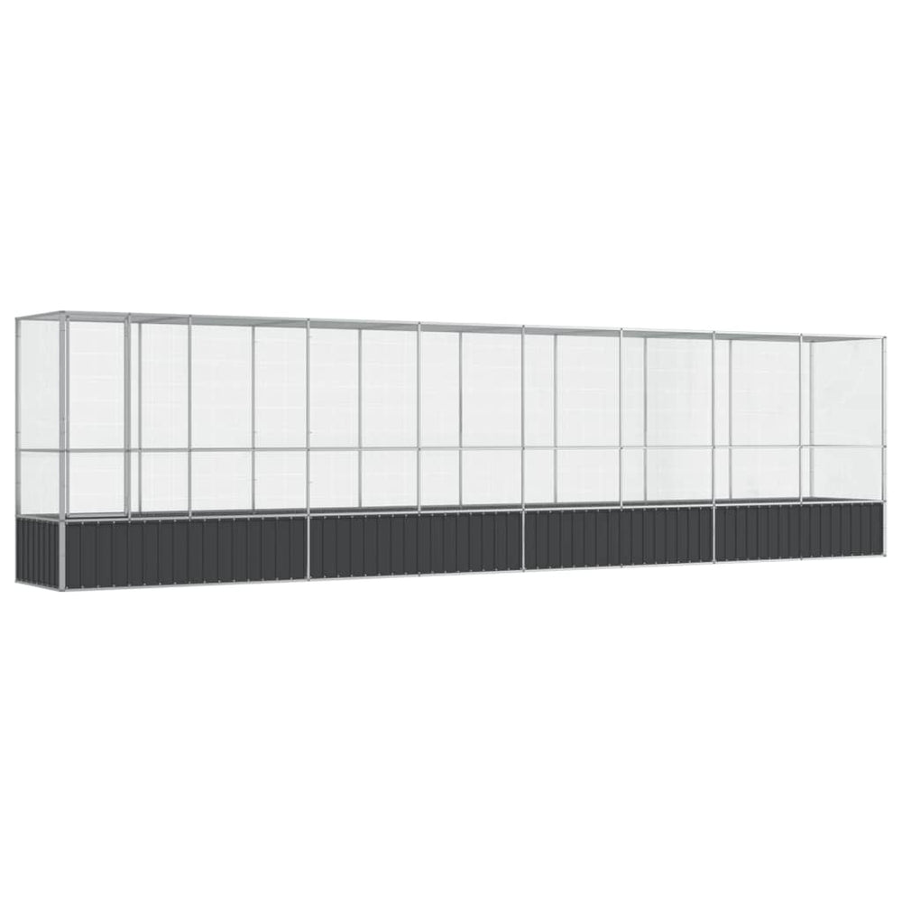 Voliere mit Erweiterung, Stahl, Silber
