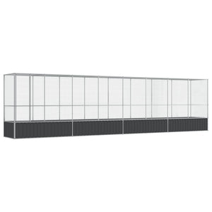Voliere mit Erweiterung, Stahl, Silber
