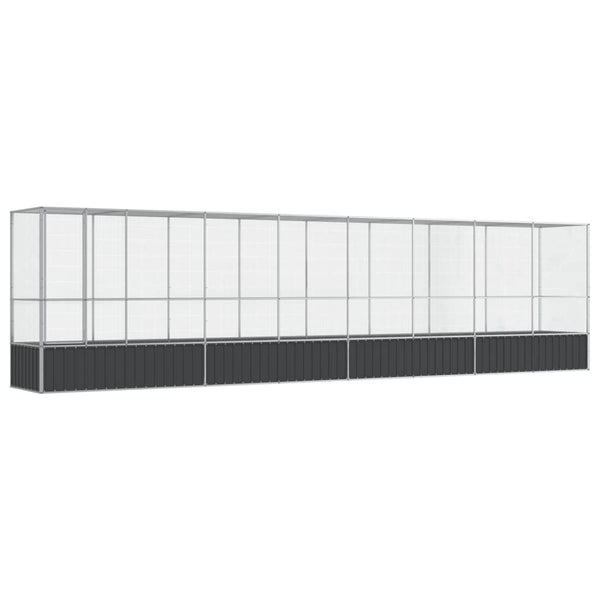 Voliere mit Erweiterung, Stahl, Silber