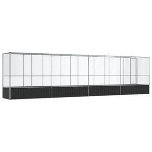 Voliere mit Erweiterung, Stahl, Silber