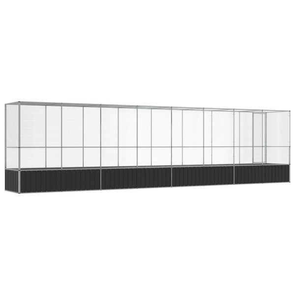 Voliere mit Erweiterung, Stahl, Silber