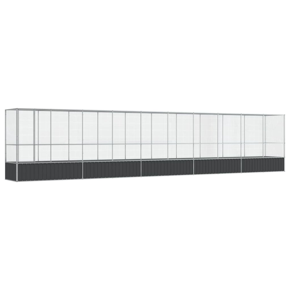 Voliere mit Erweiterung, Stahl, Silber