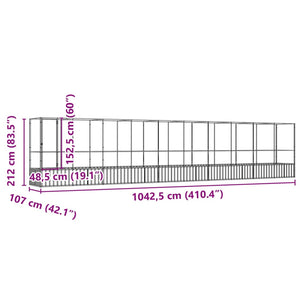 vidaXL Volière avec extension Argentée 1042,5x107x212 cm Acier