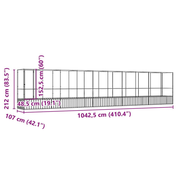 vidaXL Volière avec extension Argentée 1042,5x107x212 cm Acier