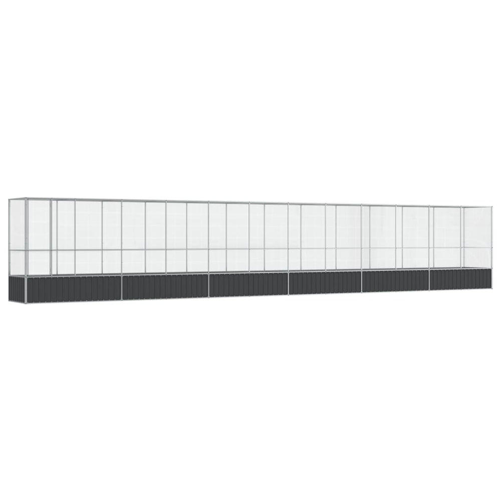 Voliere mit Erweiterung, Stahl, Silber