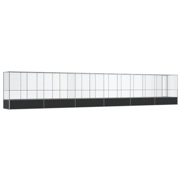 Voliere mit Erweiterung, Stahl, Silber