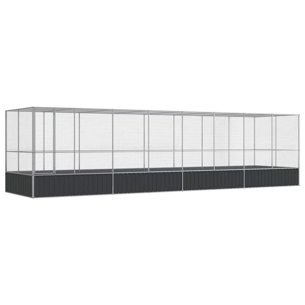 Stahlvoliere mit Erweiterung, Silber, 832x207x212 cm