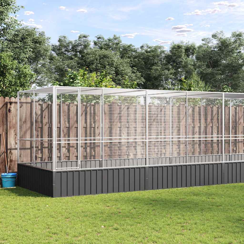 vidaXL Volière avec extension Argentée 832x207x212 cm Acier