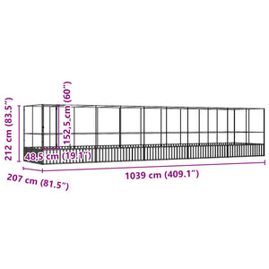 vidaXL Volière avec extension Argentée 1039x207x212 cm Acier