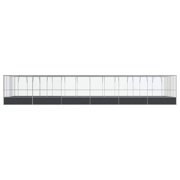 vidaXL Volière avec extension Argentée 1246x414x212 cm Acier