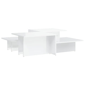 Couchtische 2er Set, Hochglanz Weiß