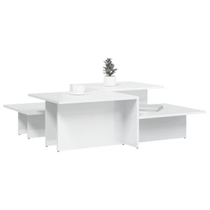 Couchtische 2er Set, Hochglanz Weiß