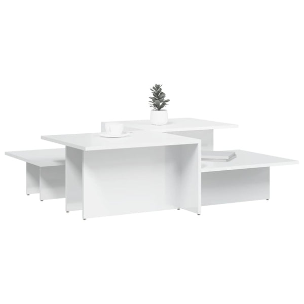 Couchtische 2er Set, Hochglanz Weiß