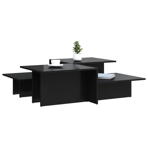 Couchtische, 2er-Set, Schwarz Hochglanz