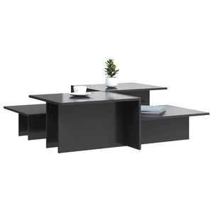 Couchtische, 2er-Set, Hochglanz Grau
