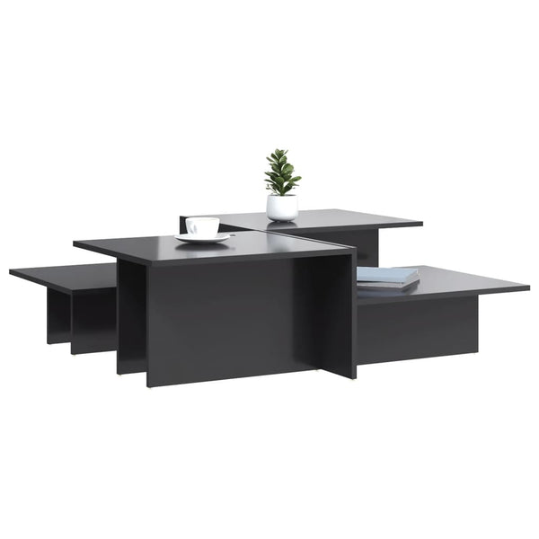 Couchtische, 2er-Set, Hochglanz Grau