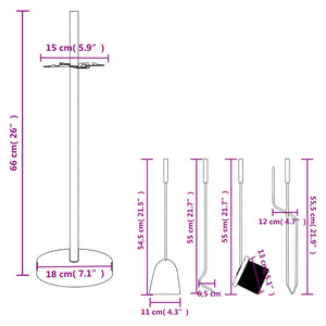 5-teiliges Kaminbesteck-Set 18 x 66 cm Stahl