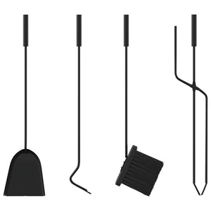 5-teiliges Kaminbesteck-Set 18x56 cm Stahl