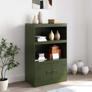 Olivgrünes Sideboard Stahl 67x39x107 cm