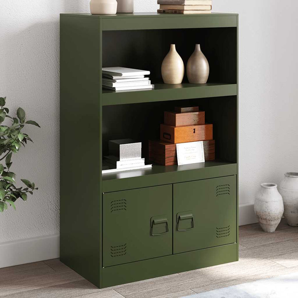Olivgrünes Sideboard Stahl 67x39x107 cm