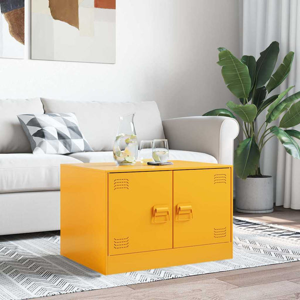Senfgelber Couchtisch Stahl 67x50 cm